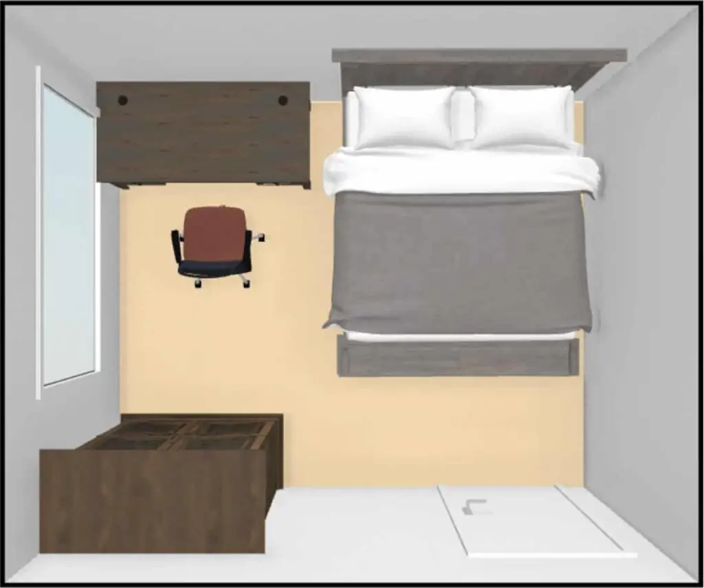 What size bed fits in a 10x12 bedroom - king size bed, a desk, a chair, a closet