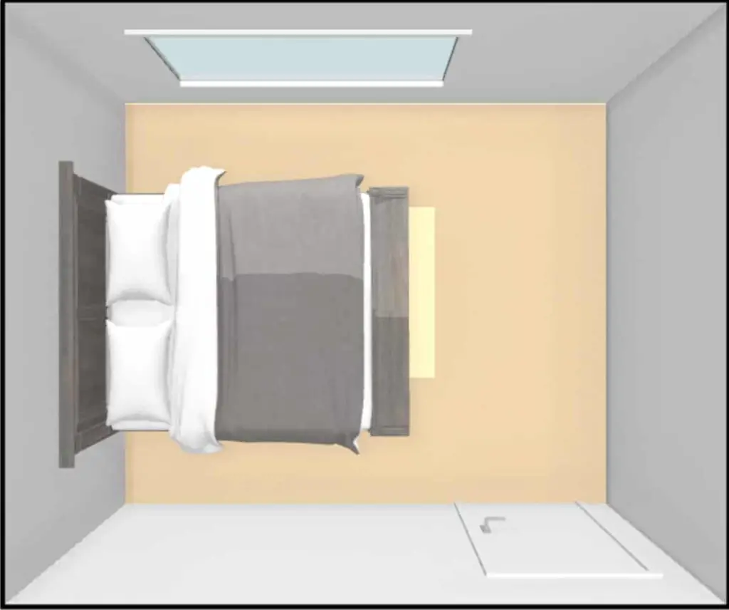 What size bed fits in a 10x12 bedroom - king size bed 3d view