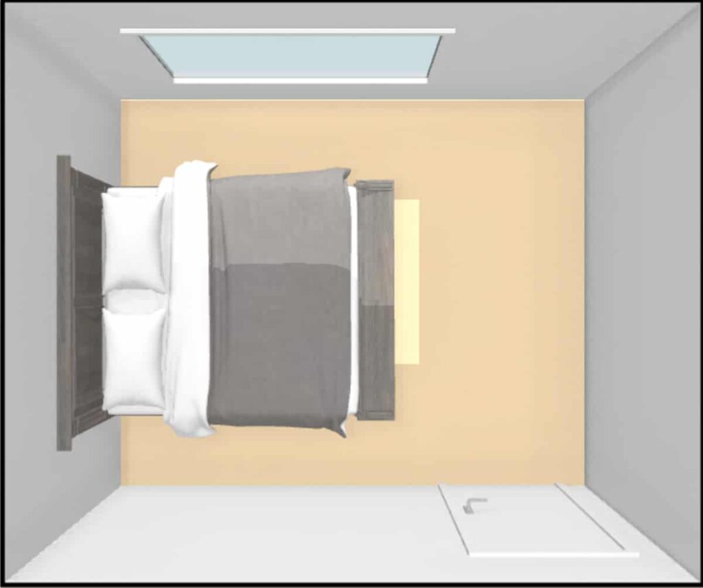 What size bed fits in a 10x12 bedroom - king size bed 3d view