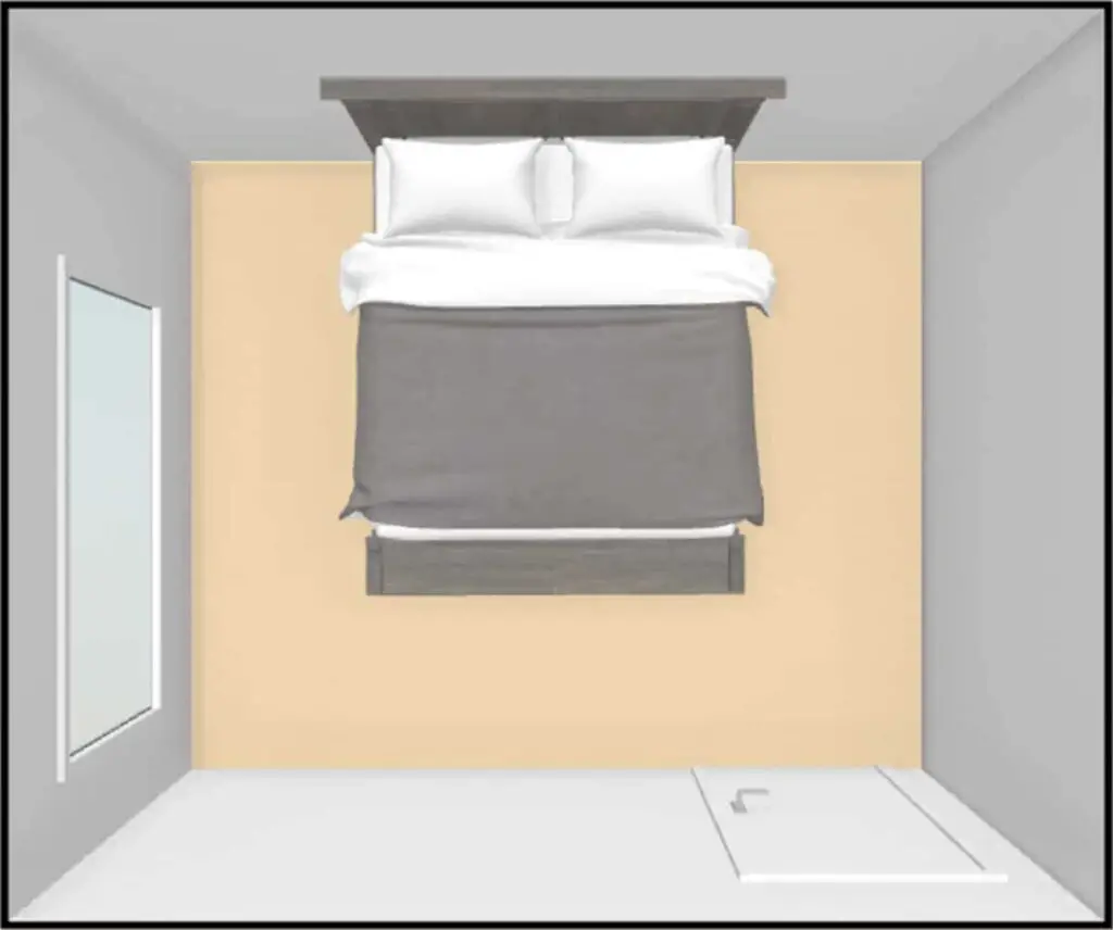 What size bed fits in a 10x12 bedroom - king size bed 3d view
